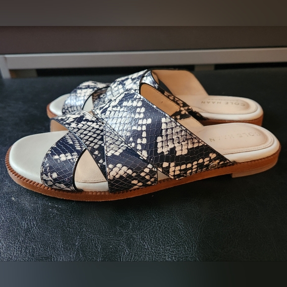 Cole Haan Winona Snakeskin-Print Leather Slide Sandals - Picture 8 of 9